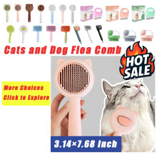Pet Hair Comb,Self-Cleaning Pet Grooming Brush for Dogs and Cats,Stainless Steel Needle Teeth,Effectively Removes Mats,Tangles,and Dead Fur
