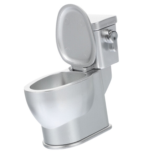 Tiny Toilet Mini Toilet Silver Plastic 1Set For Doll House Accessory
