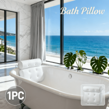 4D Ergonomic Bath & Shower Pillow – Neck/Shoulder Support, Quick-Dry Mesh, Strong Suction, Waterproof – Compatible with Standard Bathtubs