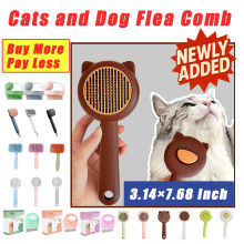 Pet Hair Comb,Dog and Cat Grooming Comb,Self-Cleaning Function,Stainless Steel Needle Teeth,Reduces Shedding and Removes Mats and Tangles