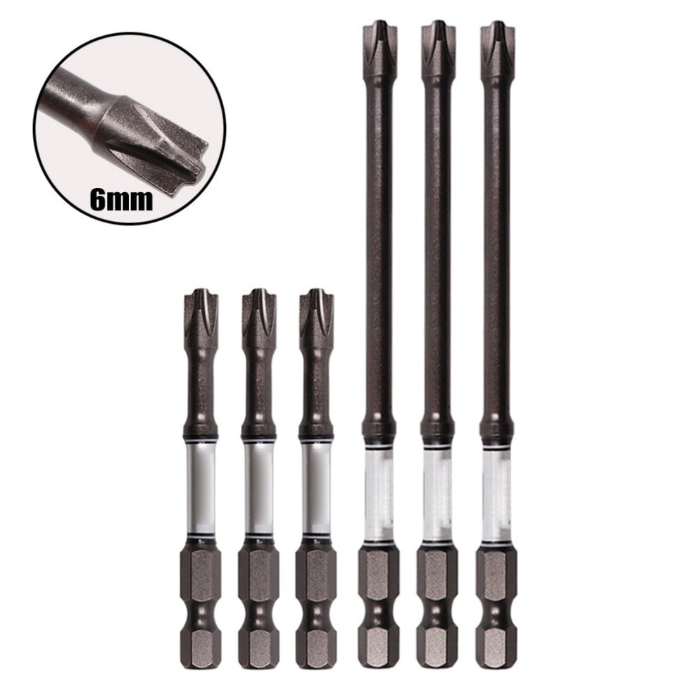 6Pcs 65-110Mm Screwdriver Bit Alloy Steel Magnetic Special Slotted Cross Batch Head Electrician Fph2 Non-Slip Disassembly Tool 9087558590741
