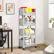 4 Tier Rolling Storage Cart, Utility Cart on Wheels, Bathroom Cart, Shelf with Wheels for Office, Living Room, Kitchen, Laundry, Bathroom