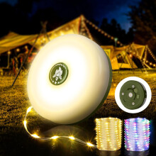 Guirnalda de luces recargables 4 en 1 para camping, 10 metros (32,8 pies), 8 modos, lámpara LED impermeable para tienda de campaña/patio/jardín