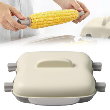 Cuiseur à maïs blanc pour micro-ondes avec couvercle et poignée – Portable, compatible lave-vaisselle, compatible avec tous les micro-ondes