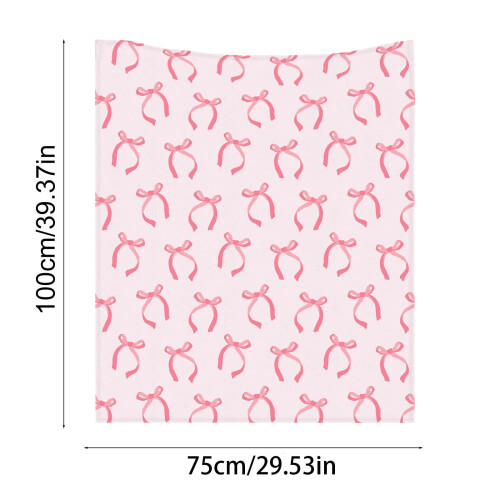 Pink Bow Flannel Throw Blanket 30x40 inch 1