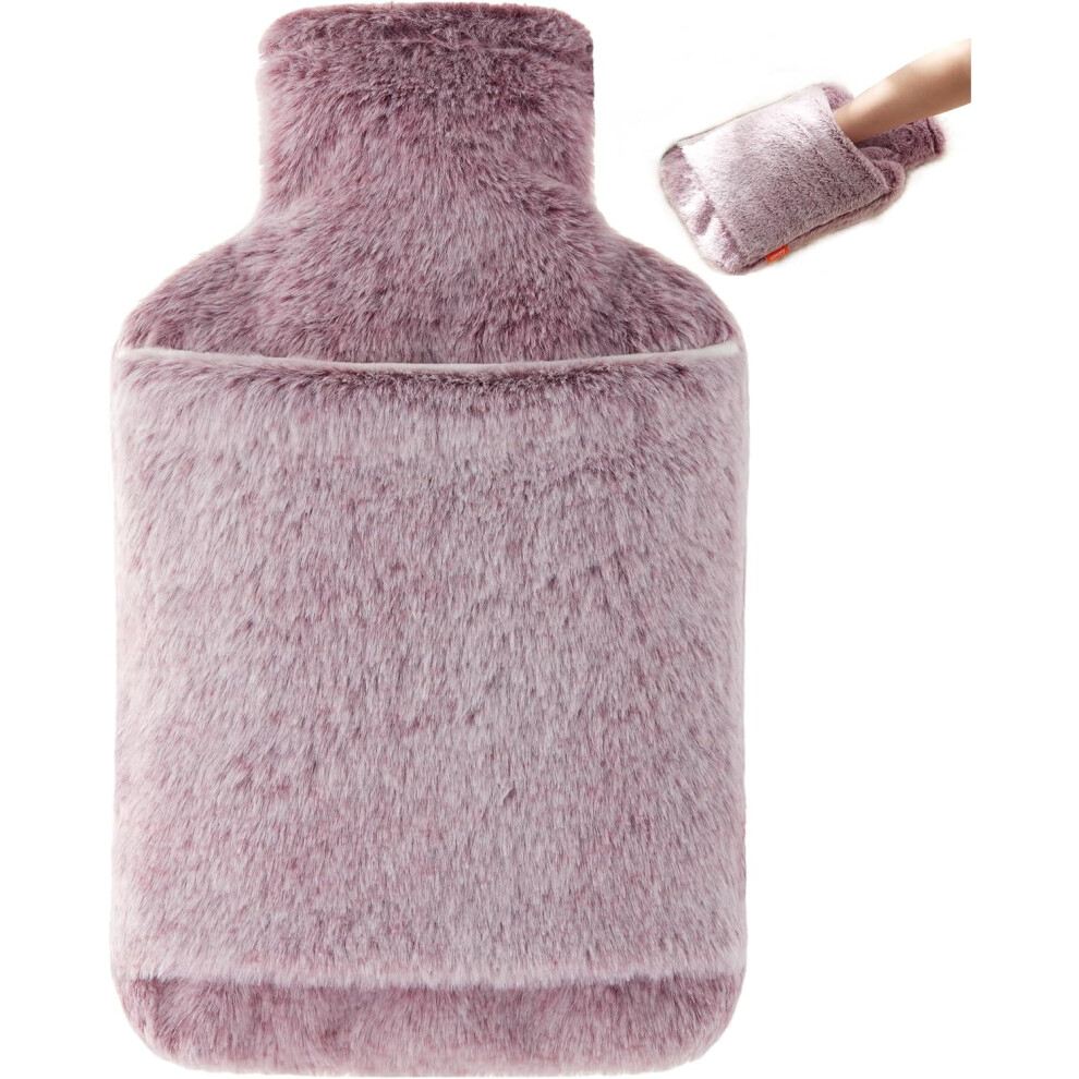 Pink Samply Hot Water Bottle With Cover - 2L Hot Water Bag With Hand Pocket, For Hand Feet Warmer,