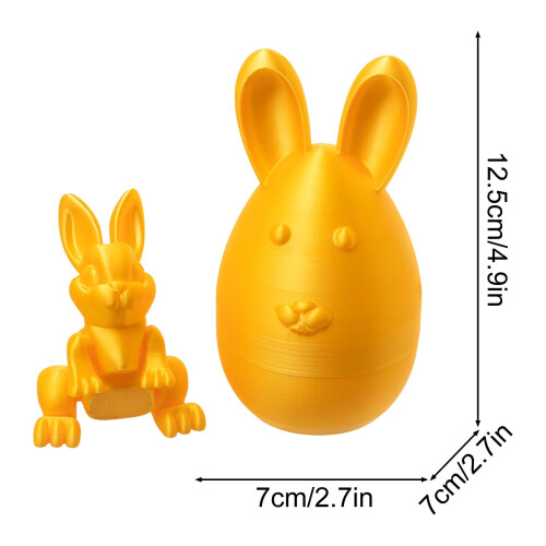 3D Printed Bunny Statues & Easter Eggs with Bunny Inside – Movable Joint Fidget Toys, Yellow Easter Gift – Compatible with Easter Decor 2