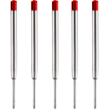 5er-Pack Nachfüllminen für rote Kugelschreiber, austauschbare Kugelschreiberminen, mittlere Spitze, Metallmine (Rot)