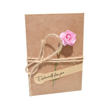 Cowhide Dried Flower Greeting Card Vintage Floral 1pc