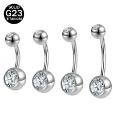 14G Titanium Steel Belly Button Rings for Women Barbell Navel Piercing Jewelry-Style 1-1.6(14g)*12mm