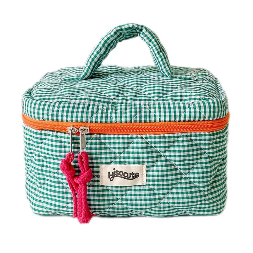 Cosmetic Bag Cotton-Dacron Plaid 1 Large Capacity