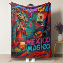 Couverture HELLOYOUNG DĂa De Los Muertos – Plaid en flanelle Ă motif tĂŞte de mort mexicaine, polaire douce, idĂ©ale pour le canapĂ©, le lit et