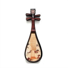 Aimant de réfrigérateur vintage en bois chinois – Motif pipa/luth lunaire, décoration cuisine/bureau, cadeau pour les amateurs de musique et