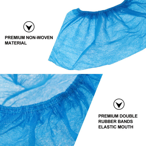 Shoe Covers Waterproof Non-Woven 100pcs Blue 2