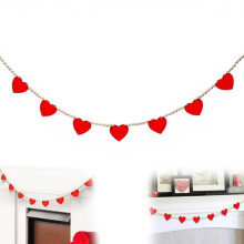 Guirlande de perles en bois et feutrine en forme de cœur de 1,28 m – Décoration idéale pour la Saint-Valentin et les mariages : cheminée, mur,