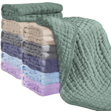 Set van 6 mousseline spuugdoekjes, 6 lagen, 100% katoen, ultrazacht en absorberend voor spugen/kwijl – zacht voor de babyhuid, donkergroen