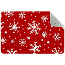 Snowflakes & Stars Christmas Red Entryway Rug, 2x3 ft – Non-slip, Washable Indoor Door Mat for Bedroom, Office, Dining, Bathroom