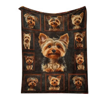 Cozy Yorkie Flannel Throw Blanket – Soft, Washable, 51.2x59in, Brown – Cute Home Decor & Gift for Women
