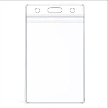 Porta-crachá vertical transparente em PVC para identificação – Alta transparência, sem ocultação de detalhes, compatível com cordão,