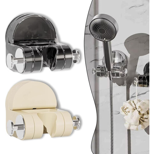 2PCS-B Adjustable Suction Cup Shower Rack, Wall-Mounted Non-Perforated Holder, Removable (Compatible with Smooth Surfaces)