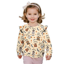 Toddler Sweatshirt Novelty Cute Capybara Pullover Sweater Tops with Ruffle Shoulder, Girls Pullover Sweater Tops Athletic T-Shirts Blouse Size 1-8