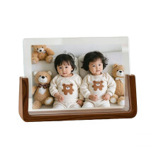 Black Walnut Wood 6-Inch Horizontal U-Shaped Solid Wood Photo Frame - Modern Minimalist Hand-Polished Desktop Decor Frame