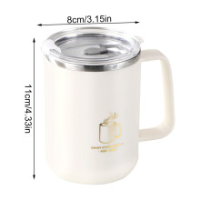Stainless Steel 500ml Double-Layer Insulated Vacuum Water Cup with Lid, Leakproof & Sealed – Compatible with Office/Coffee/Tea – White