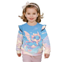 Girls crewneck sweatshirt blue dragon print 1-8 years