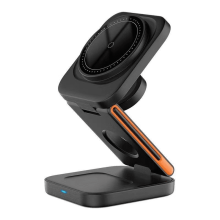 3-in-1 Magnetic Wireless Charger Stand—Foldable, Fast Charge for iPhone 15/14/13/12/11/X, Apple Watch 8-4, Galaxy S—Compatible with Apple &