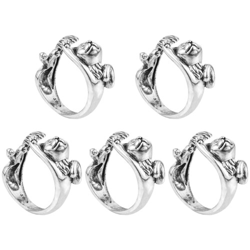 Open Ring Crochet Ring Silver 5 Pieces 0.94 x 0.87 x 0.47 2
