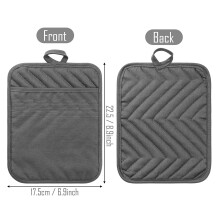 Potholder with Pocket,Cotton Heat Resistant Pad for Housewarming Gift, 5 Count, Gray