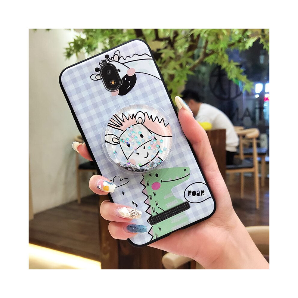 Waterproof Silicone Phone Case For Blu View2/B130dl – Quicksand Texture, Rotatable Kickstand, Lens Protection, Glitter Tpu 9027700602854