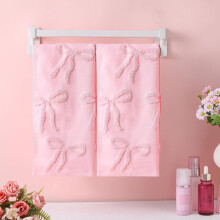 Pink Cotton Jacquard Face Towel with Bowknot 75x35cm