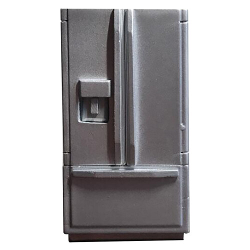 1:12 Mini Doll House Simulation Refrigerator Model White Silver Gray 1