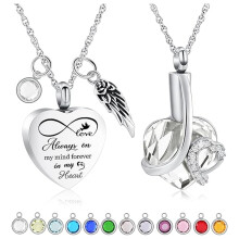 2 Pcs Heart Urn Necklace for Ashes - Birthstone Memorial Cremation Jewelry for Ashes Women Men Urn Locket for Human Pet