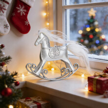 Christmas Rocking Horse Ornament Silver 5.9x4.33 in