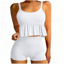 Women's Two-Piece Swimsuit Bikini Set with Strappy Top and