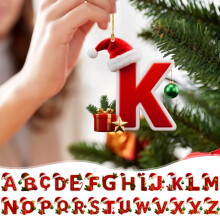 Christmas 2D Acrylic 26-Letter Pendant, 3.1in, Clear & Lightweight, Compatible with Trees, Wreaths & Stockings