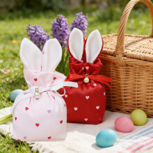 Sacs cadeaux de Pâques avec cordon de serrage et motif oreilles de lapin12
