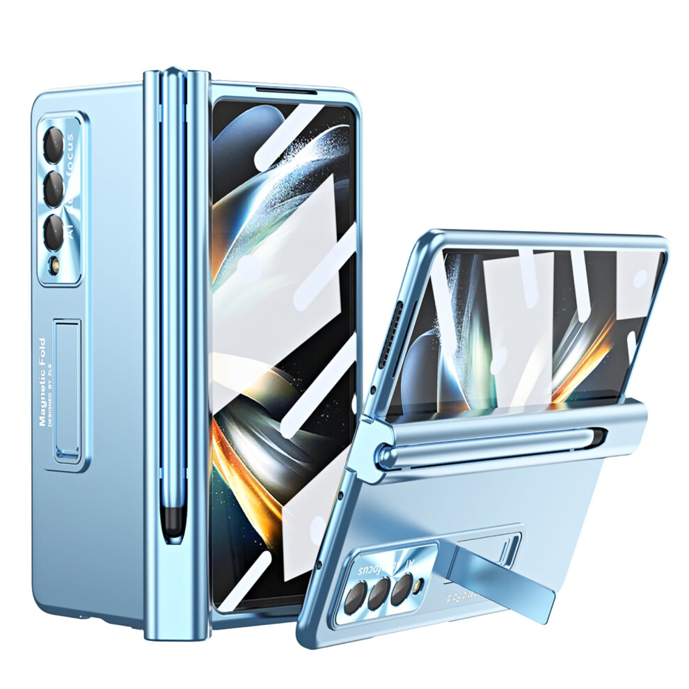 Tech Circle Rugged Case For Samsung Galaxy Z Fold 4 Â Built-In Kickstand, S Pen Holder, Screen Protector, Hinge Protection, Shockproof, Blue 9377112597171