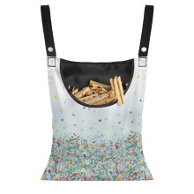 Sac à pinces à linge à motif papillon et fleurs, grande ouverture, réutilisable