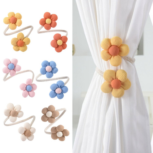 Flower Curtain Tiebacks Metal Rope Holdbacks 4 pcs 1