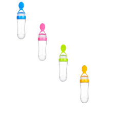 Tableware Set,Baby Silicone Feeding Bottle With Spoon Food Rice Cereal Feeder