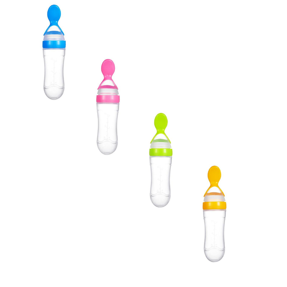 Tableware Set,Baby Silicone Feeding Bottle With Spoon Food Rice Cereal Feeder