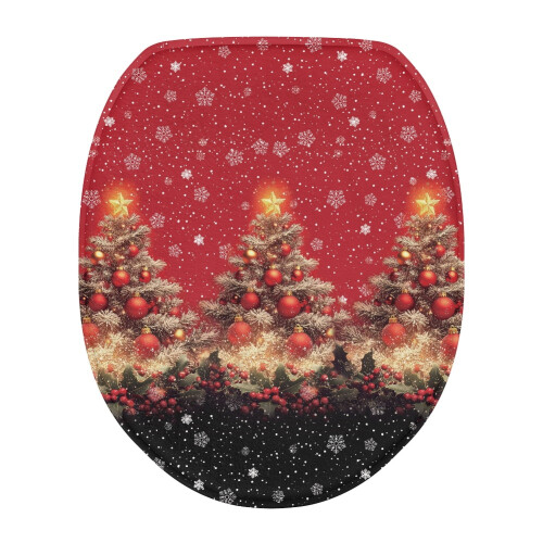 Weihnachtsbaum-WC-Deckelbezug mit Schneeflockenmotiv, länglich