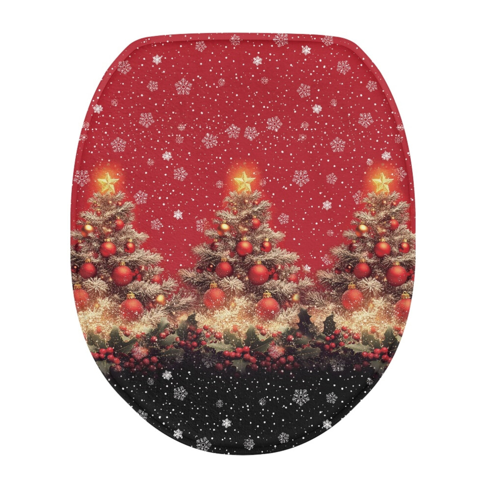 Christmas Tree Toilet Lid Cover Snowflake Design Elongated 9165521254781