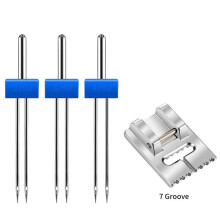Calcador para costura de agulha dupla, 4 peças, 2/3/4 mm