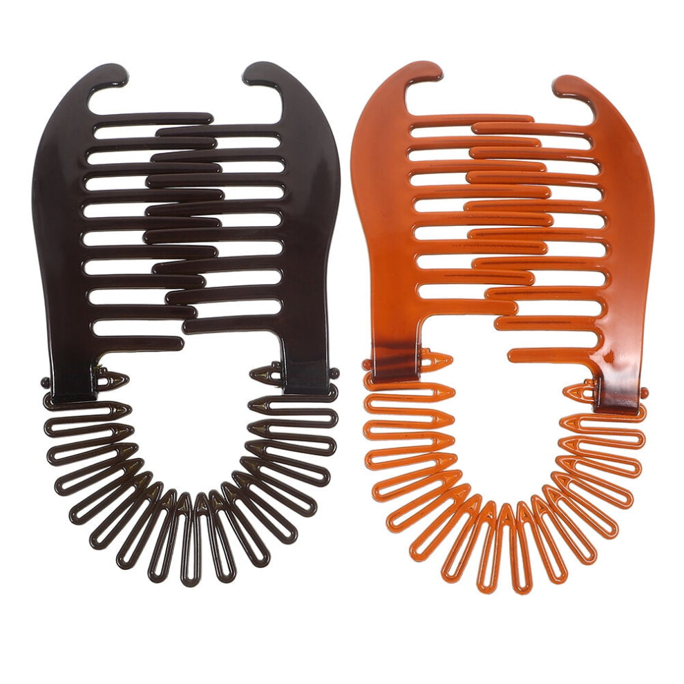 Hair Claw Clips Banana Shape Nonslip Interlocking Teeth 2