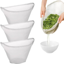Upgraded Bowl-Shaped Soy Milk Bag, Reusable Nylon Nut Milk Strainer, Unbleached Cotton Cheesecloth, All-Purpose Food Strainer (3 pcs, M)