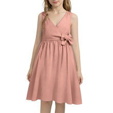 Rochie de vară pentru fete, fără mâneci, cu guler rotund, de prințesă